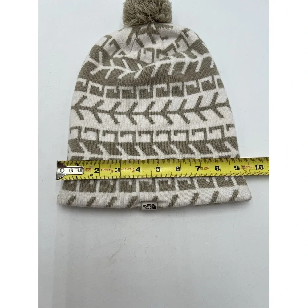 The North Face Ski Tuke Lined Pom Beanie Hat Flax Triangle Fair Isle OS